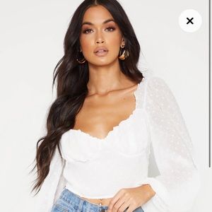 Pretty Little Thing Dobby Mesh Long Sleeve Top